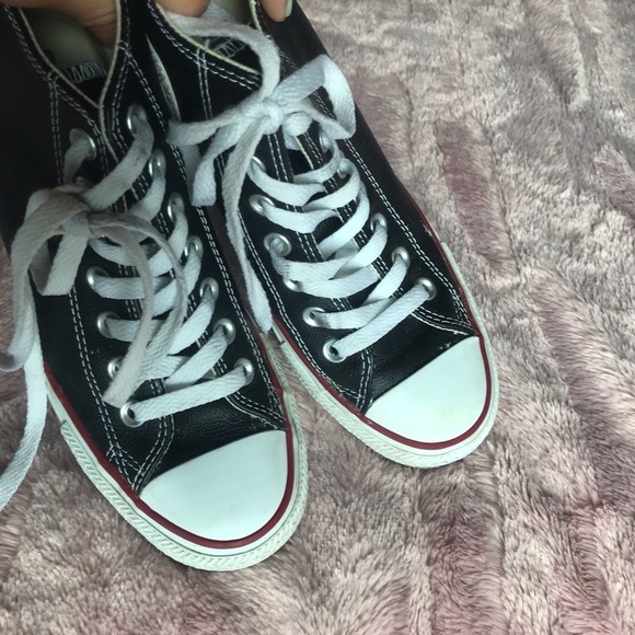 black leather converse platform